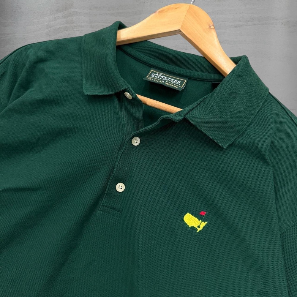 Masters Collection Polo Shirt Green Embroidered Logo Cotton Large